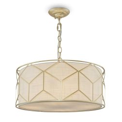 MESSINA SOSPENSIONE IN METALLO ORO CON DIFFUSORE IN TESSUTO DI LINO D43 CM LAMPADINE ATTACCO E27