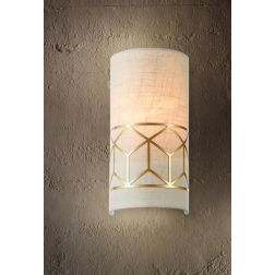 MESSINA PICCOLA APPLIQUE IN TESSUTO DI LINO CON DETTAGLI IN METALLO ORO ALTEZZA 24 CM LAMPADINA ATTACCO E14 2