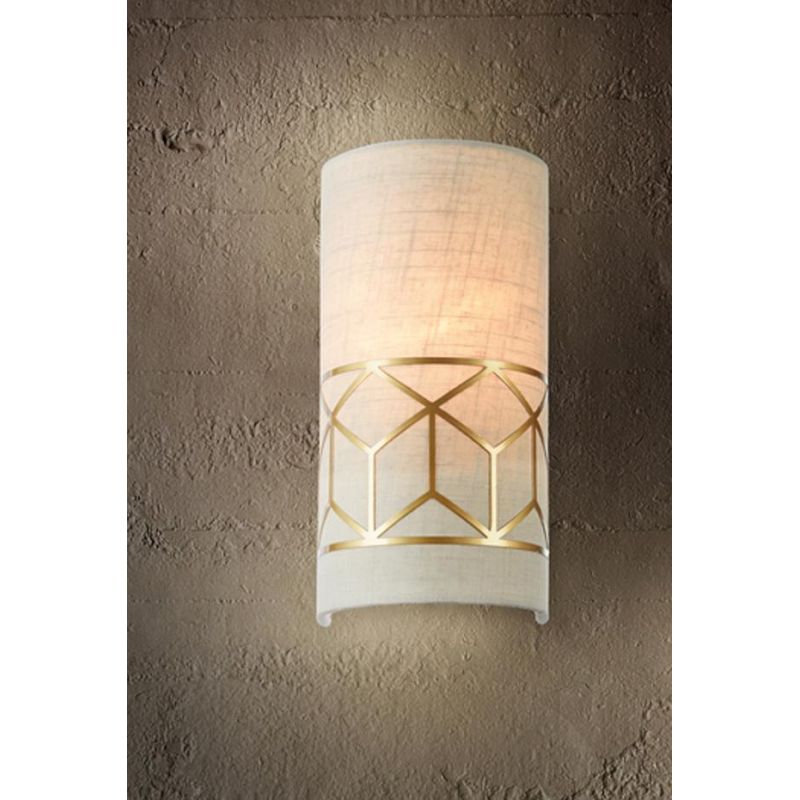 MESSINA PICCOLA APPLIQUE IN TESSUTO DI LINO CON DETTAGLI IN METALLO ORO ALTEZZA 24 CM LAMPADINA ATTACCO E14