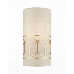 MESSINA PICCOLA APPLIQUE IN TESSUTO DI LINO CON DETTAGLI IN METALLO ORO ALTEZZA 24 CM LAMPADINA ATTACCO E14