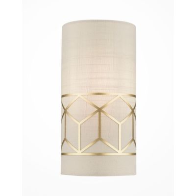 MESSINA PICCOLA APPLIQUE IN TESSUTO DI LINO CON DETTAGLI IN METALLO ORO ALTEZZA 24 CM LAMPADINA ATTACCO E14