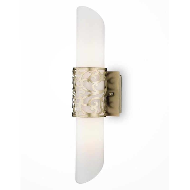 VENERA APPLIQUE IN VETRO BIANCO CON ORNAMENTO IN METALLO OTTONE ALTEZZA 45 CM LAMPADINE ATTACCO E14