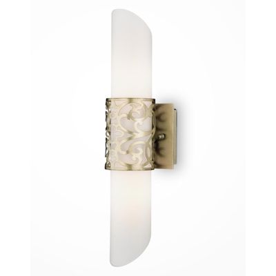 VENERA APPLIQUE IN VETRO BIANCO CON ORNAMENTO IN METALLO OTTONE ALTEZZA 45 CM LAMPADINE ATTACCO E14
