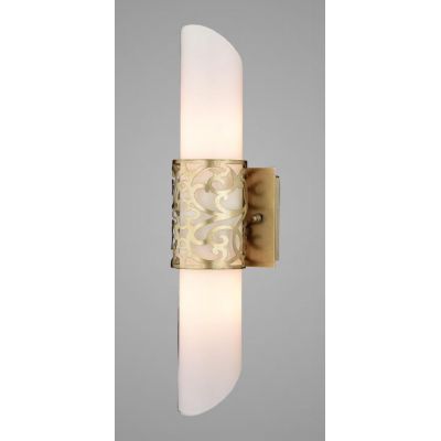 VENERA APPLIQUE IN VETRO BIANCO CON ORNAMENTO IN METALLO OTTONE ALTEZZA 45 CM LAMPADINE ATTACCO E14