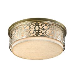 VENERA PLAFONIERA IN TESSUTO DI LINO CON ORNAMENTO IN METALLO FINITURA OTTONE D50 CM LAMPADINE ATTACCO E27