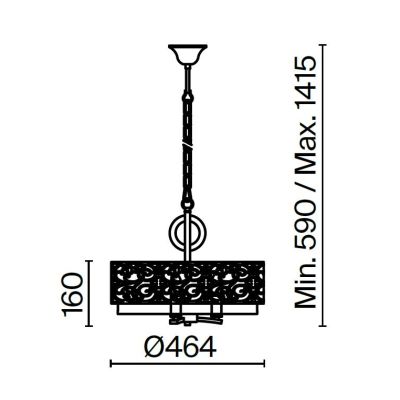 VENERA SOSPENSIONE IN METALLO FINITURA OTTONE CON PARALUME IN TESSUTO DI LINO D46 CM LAMPADINE ATTACCO E14