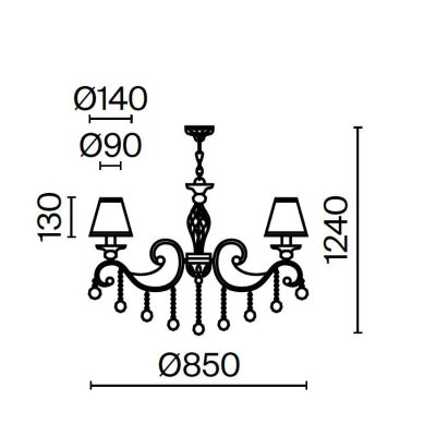 GRACE LAMPADARIO A BRACCI CLASSICO 10 LUCI IN METALLO BIANCO ANTICATO CON PARALUMI IN TESSUTO PLISSE BIANCO