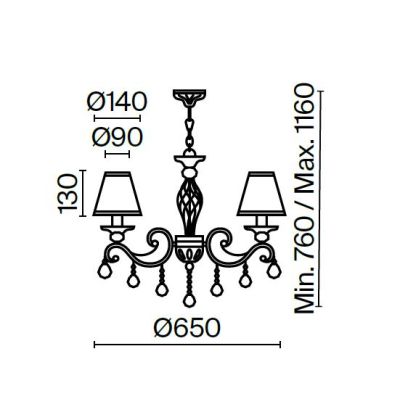 GRACE LAMPADARIO A BRACCI CLASSICO 6 LUCI IN METALLO BIANCO ANTICATO CON PARALUMI IN TESSUTO PLISSE BIANCO