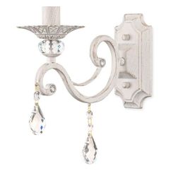 GRACE APPLIQUE 1 LUCE IN METALLO BIANCO ANTICATO CON PARALUME IN TESSUTO PLISSE BIANCO LAMPADINA E14 2