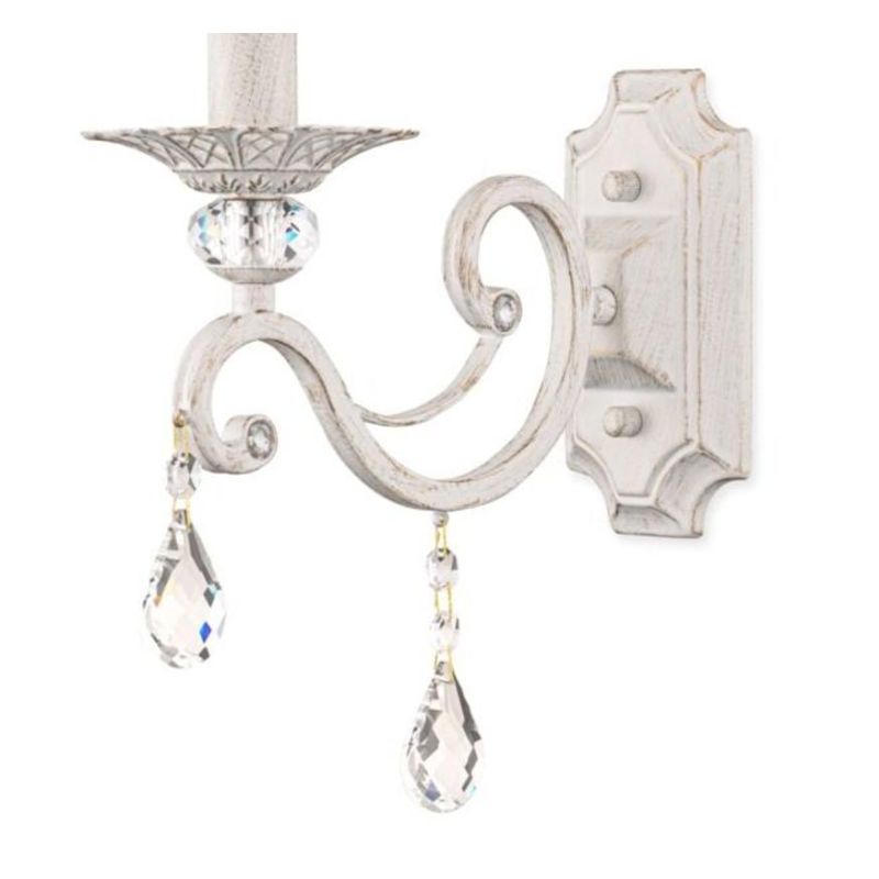 GRACE APPLIQUE 1 LUCE IN METALLO BIANCO ANTICATO CON PARALUME IN TESSUTO PLISSE BIANCO LAMPADINA E14