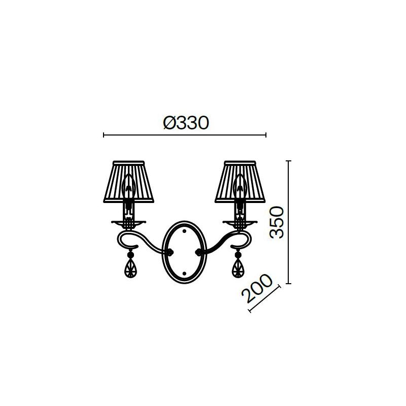 GRACE APPLIQUE 2 LUCI IN METALLO BIANCO ANTICATO CON PARALUMI IN TESSUTO PLISSE BIANCO LAMPADINE E14