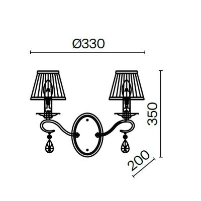 GRACE APPLIQUE 2 LUCI IN METALLO BIANCO ANTICATO CON PARALUMI IN TESSUTO PLISSE BIANCO LAMPADINE E14