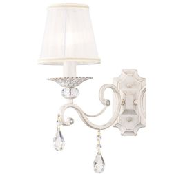 GRACE APPLIQUE 2 LUCI IN METALLO BIANCO ANTICATO CON PARALUMI IN TESSUTO PLISSE BIANCO LAMPADINE E14 2