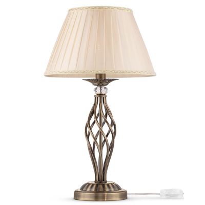 GRACE LAMPADA DA TAVOLO IN METALLO BIANCO ANTICATO O BRONZO CON PARALUME IN TESSUTO PLISSE BIANCO O AVORIO