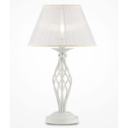 GRACE LAMPADA DA TAVOLO IN METALLO BIANCO ANTICATO O BRONZO CON PARALUME IN TESSUTO PLISSE BIANCO O AVORIO 2