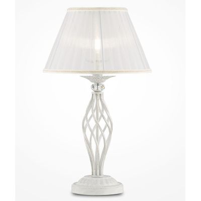 GRACE LAMPADA DA TAVOLO IN METALLO BIANCO ANTICATO O BRONZO CON PARALUME IN TESSUTO PLISSE BIANCO O AVORIO