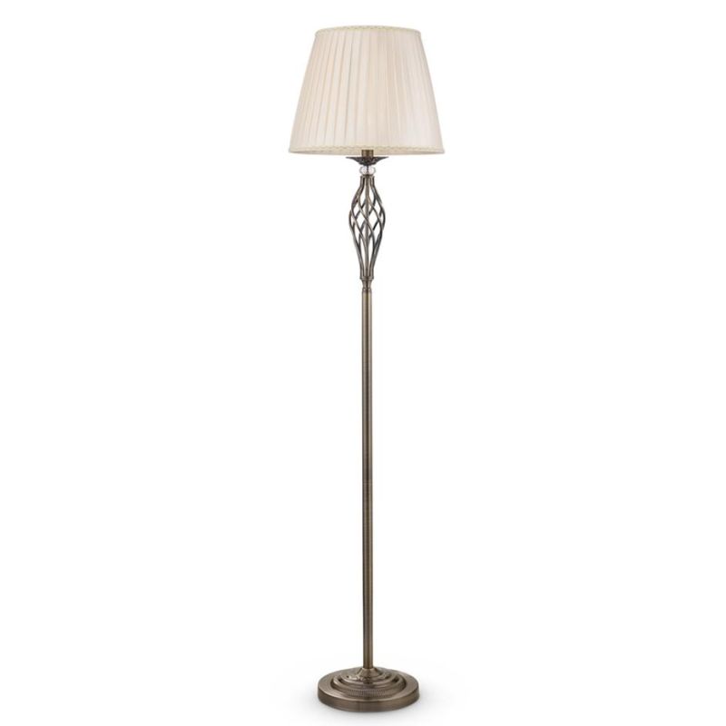 GRACE PIANTANA IN METALLO BIANCO ANTICATO O BRONZO CON PARALUME IN TESSUTO PLISSE BIANCO O AVORIO H165 CM
