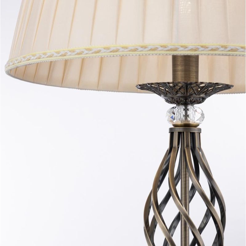 GRACE PIANTANA IN METALLO BIANCO ANTICATO O BRONZO CON PARALUME IN TESSUTO PLISSE BIANCO O AVORIO H165 CM