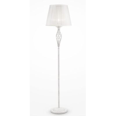GRACE PIANTANA IN METALLO BIANCO ANTICATO O BRONZO CON PARALUME IN TESSUTO PLISSE BIANCO O AVORIO H165 CM