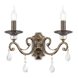 GRACE APPLIQUE 2 LUCI IN METALLO FINITURA BRONZO STILE CLASSICO CON LAMPADINE A VISTRA ATTACCO E14