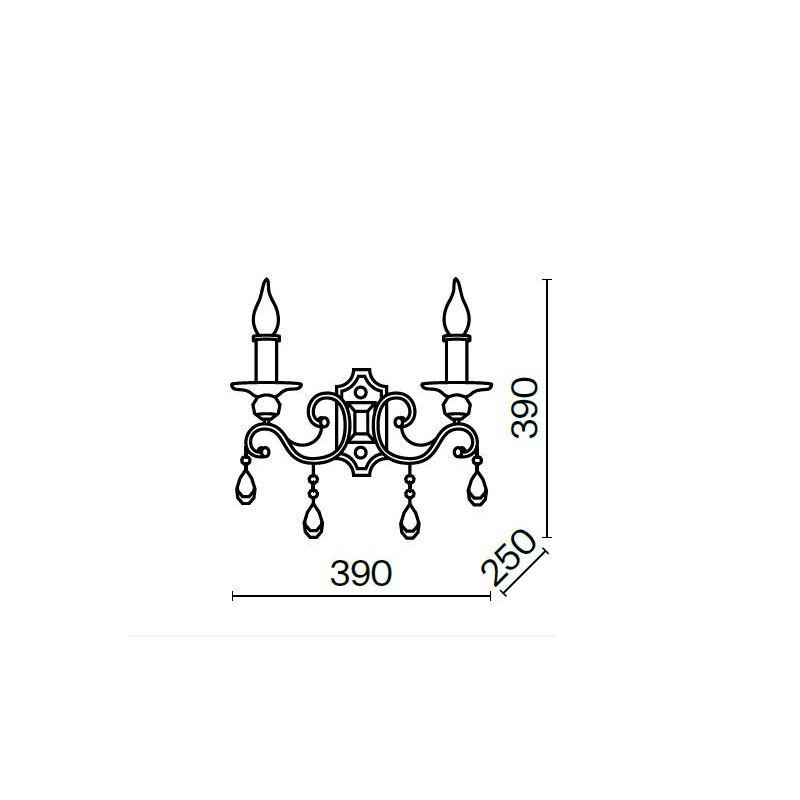 GRACE APPLIQUE 2 LUCI IN METALLO FINITURA BRONZO STILE CLASSICO CON LAMPADINE A VISTRA ATTACCO E14