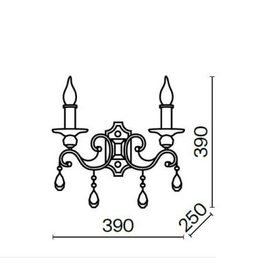 GRACE APPLIQUE 2 LUCI IN METALLO FINITURA BRONZO STILE CLASSICO CON LAMPADINE A VISTRA ATTACCO E14