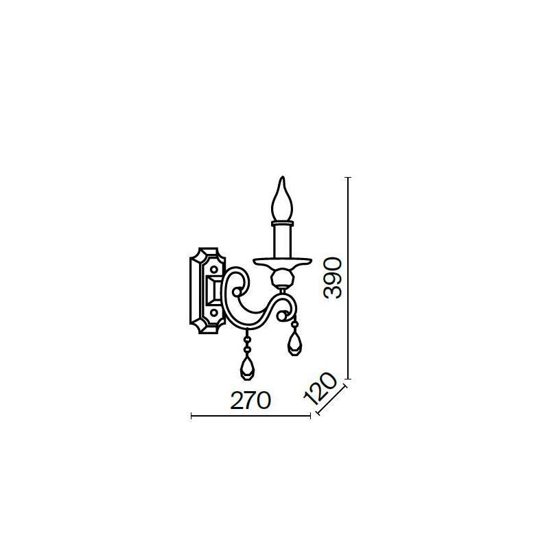 GRACE APPLIQUE 1 LUCE IN METALLO FINITURA BRONZO STILE CLASSICO CON LAMPADINA A VISTRA ATTACCO E14