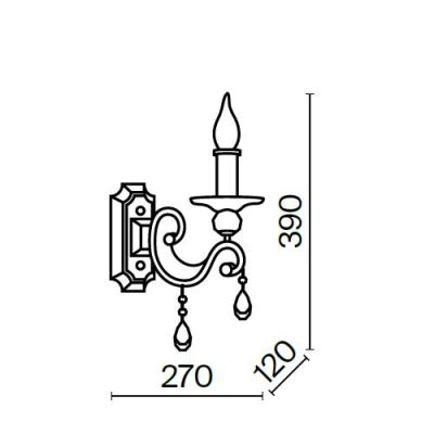 GRACE APPLIQUE 1 LUCE IN METALLO FINITURA BRONZO STILE CLASSICO CON LAMPADINA A VISTRA ATTACCO E14