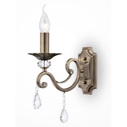 GRACE APPLIQUE 1 LUCE IN METALLO FINITURA BRONZO STILE CLASSICO CON LAMPADINA A VISTRA ATTACCO E14