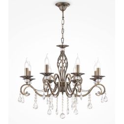 GRACE LAMPADARIO A BRACCI CLASSICO 8 LUCI IN METALLO FINITURA BRONZO CON LAMPADINE A VISTA ATTACCO E14