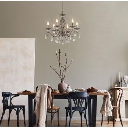 GRACE LAMPADARIO A BRACCI CLASSICO 8 LUCI IN METALLO FINITURA BRONZO CON LAMPADINE A VISTA ATTACCO E14 2