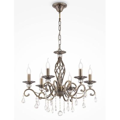 GRACE LAMPADARIO A BRACCI CLASSICO 6 LUCI IN METALLO FINITURA BRONZO CON LAMPADINE A VISTA ATTACCO E14