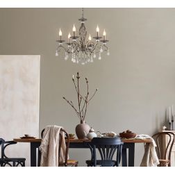 GRACE LAMPADARIO A BRACCI CLASSICO 6 LUCI IN METALLO FINITURA BRONZO CON LAMPADINE A VISTA ATTACCO E14 2