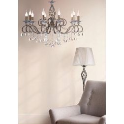 GRACE LAMPADARIO A BRACCI CLASSICO 10 LUCI IN METALLO FINITURA BRONZO CON LAMPADINE A VISTA ATTACCO E14 2