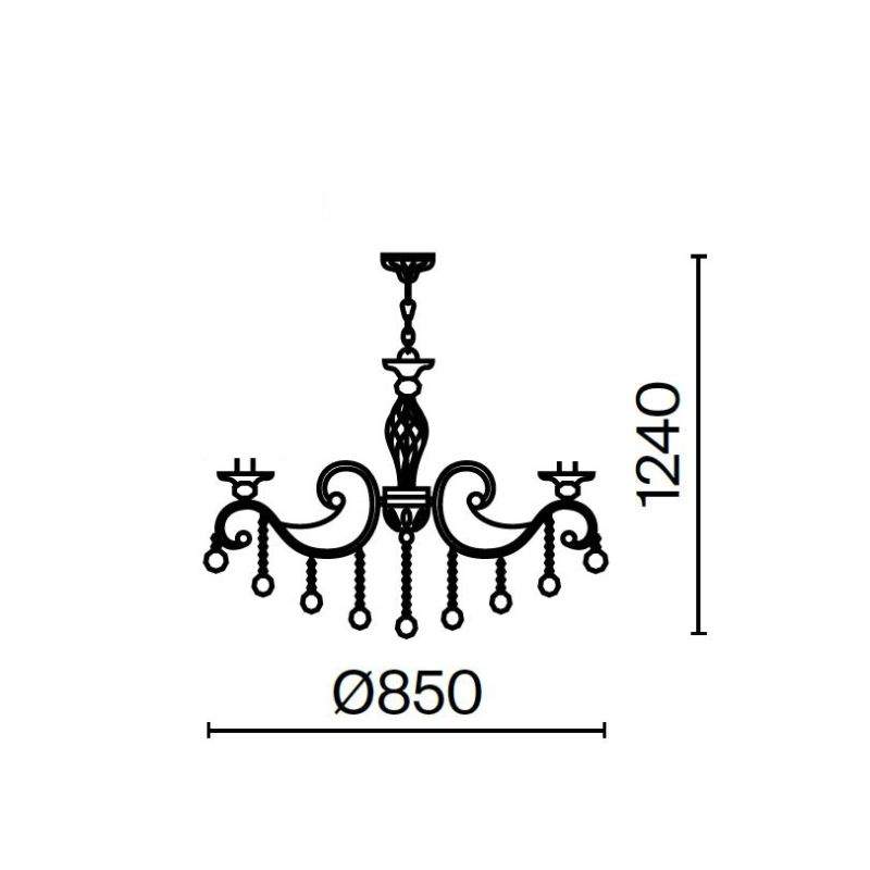 GRACE LAMPADARIO A BRACCI CLASSICO 10 LUCI IN METALLO FINITURA BRONZO CON LAMPADINE A VISTA ATTACCO E14