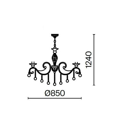GRACE LAMPADARIO A BRACCI CLASSICO 10 LUCI IN METALLO FINITURA BRONZO CON LAMPADINE A VISTA ATTACCO E14