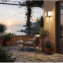 FLOEVA APPLIQUE DA ESTERNO RETTANGOLARE IP65 IN ACRILICO E METALLO NERO LUCE DIFFUSA DESIGN MODERNO 2