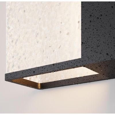 FLOEVA APPLIQUE DA ESTERNO RETTANGOLARE IP65 IN ACRILICO E METALLO NERO LUCE DIFFUSA DESIGN MODERNO