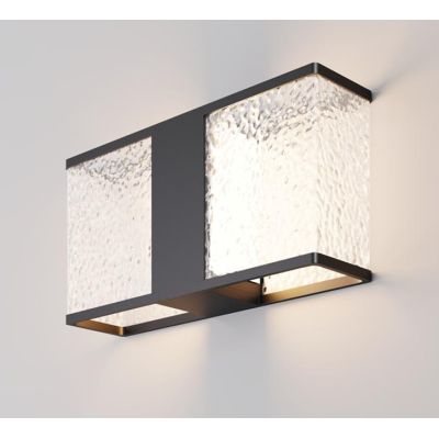 FLOEVA APPLIQUE DA ESTERNO RETTANGOLARE IP65 IN ACRILICO E METALLO NERO LUCE DIFFUSA DESIGN MODERNO