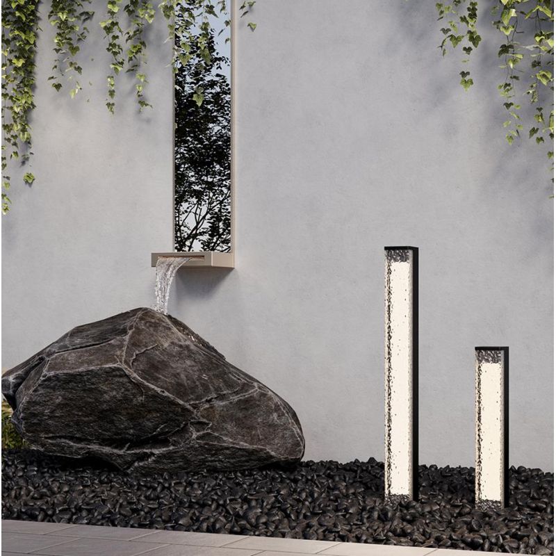 FLOEVA PALO DA ESTERNO A LED IP65 LUCE 3000K IN METALLO NERO E ACRILICO 2 MISURE LUCE DIFFUSA DESIGN MODERNO