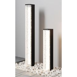 FLOEVA PALO DA ESTERNO A LED IP65 LUCE 3000K IN METALLO NERO E ACRILICO 2 MISURE LUCE DIFFUSA DESIGN MODERNO