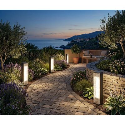 FLOEVA PALO DA ESTERNO A LED IP65 LUCE 3000K IN METALLO NERO E ACRILICO 2 MISURE LUCE DIFFUSA DESIGN MODERNO