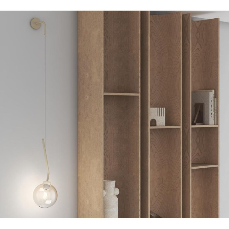 L-LINE APPLIQUE MODERNA E ORIGINALE METALLO SABBIA CON VETRO AMBRA LAMPADINA ATTACCO E27