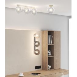 L-LINE PLAFONIERA PICCOLA 1 LUCE ROTONDA IN METALLO SABBIA CON VETRO TRASPARENTE LAMPADINA ATTACCO E27 2