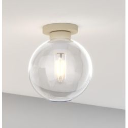 L-LINE PLAFONIERA PICCOLA 1 LUCE ROTONDA IN METALLO SABBIA CON VETRO TRASPARENTE LAMPADINA ATTACCO E27