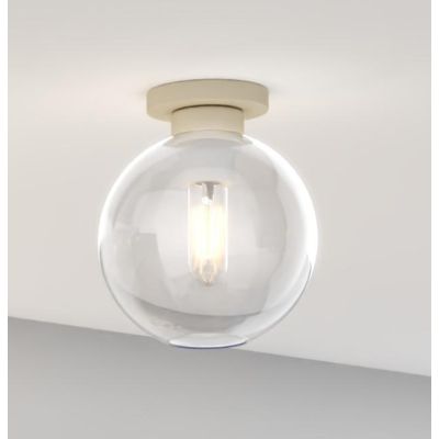 L-LINE PLAFONIERA PICCOLA 1 LUCE ROTONDA IN METALLO SABBIA CON VETRO TRASPARENTE LAMPADINA ATTACCO E27