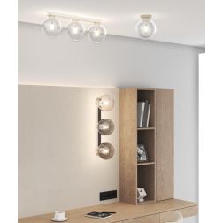 L-LINE PLAFONIERA RETTANGOLARE 3 LUCI SABBIA CON VETRI TRASPARENTI MODERNA CON LAMPADINE E27 2