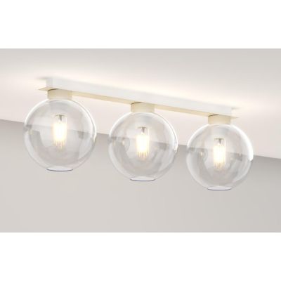 L-LINE PLAFONIERA RETTANGOLARE 3 LUCI SABBIA CON VETRI TRASPARENTI MODERNA CON LAMPADINE E27