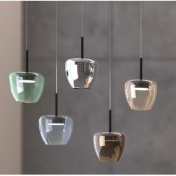 KYLIE SOSPENSIONE SINGOLA D16 CM CON DIFFUSORE DI VETRO IN 5 COLORI LAMPADINA ATTACCO GX53 MODERNA