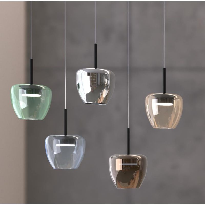 KYLIE SOSPENSIONE SINGOLA D16 CM CON DIFFUSORE DI VETRO IN 5 COLORI LAMPADINA ATTACCO GX53 MODERNA